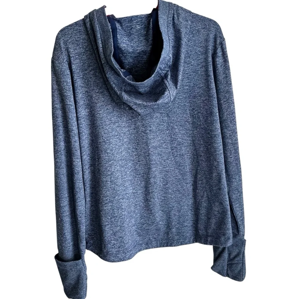 Athleta Girl Uptempo Heathered Blue Hoodie Thumb Holes Pockets Size Medium 8-10